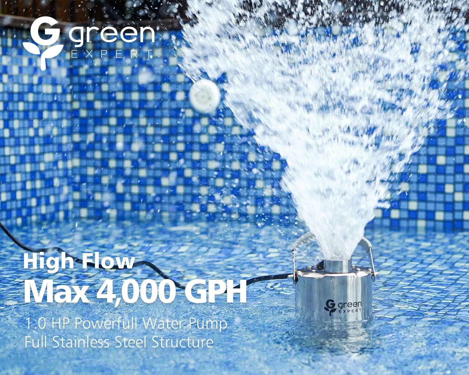 G Green EXPERT 4000GPH high-flow performance boosts rapid water removal.