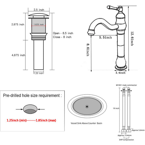 GGStudy antique brass vessel faucet with tall arc for above-counter basins.