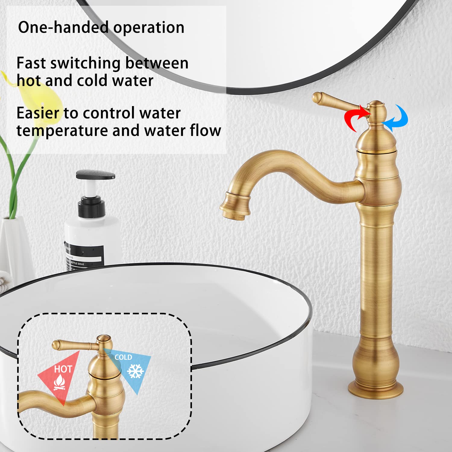 GGStudy plastic pop-up drain included with antique brass faucet.