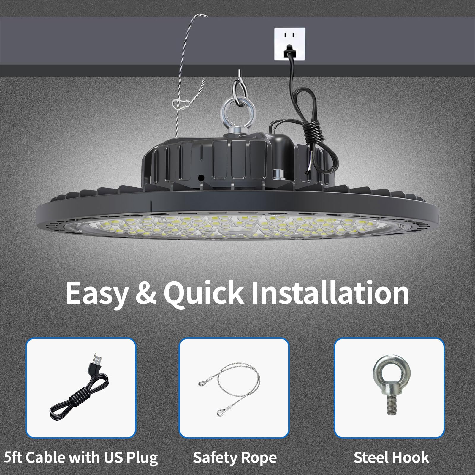 GGTH ETL-listed kit includes safety cable for safe mounting.