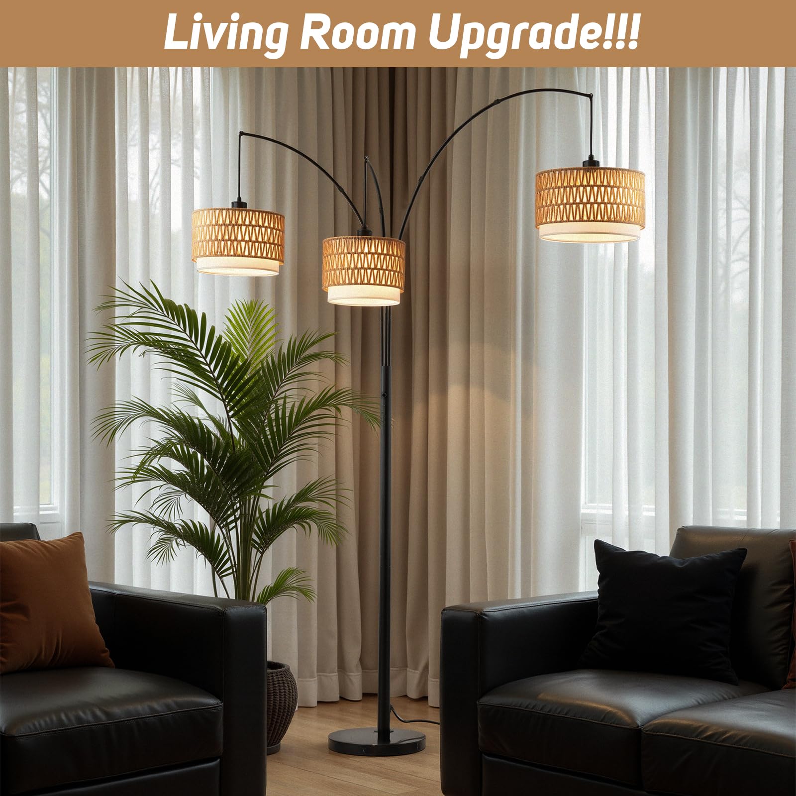GHCKER boho living room lamp blends coastal and farmhouse styles with ease.