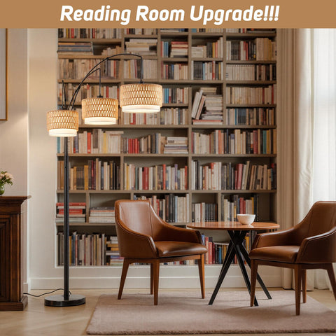 GHCKER arc lamp compatible with E26 bulbs for flexible lighting options.