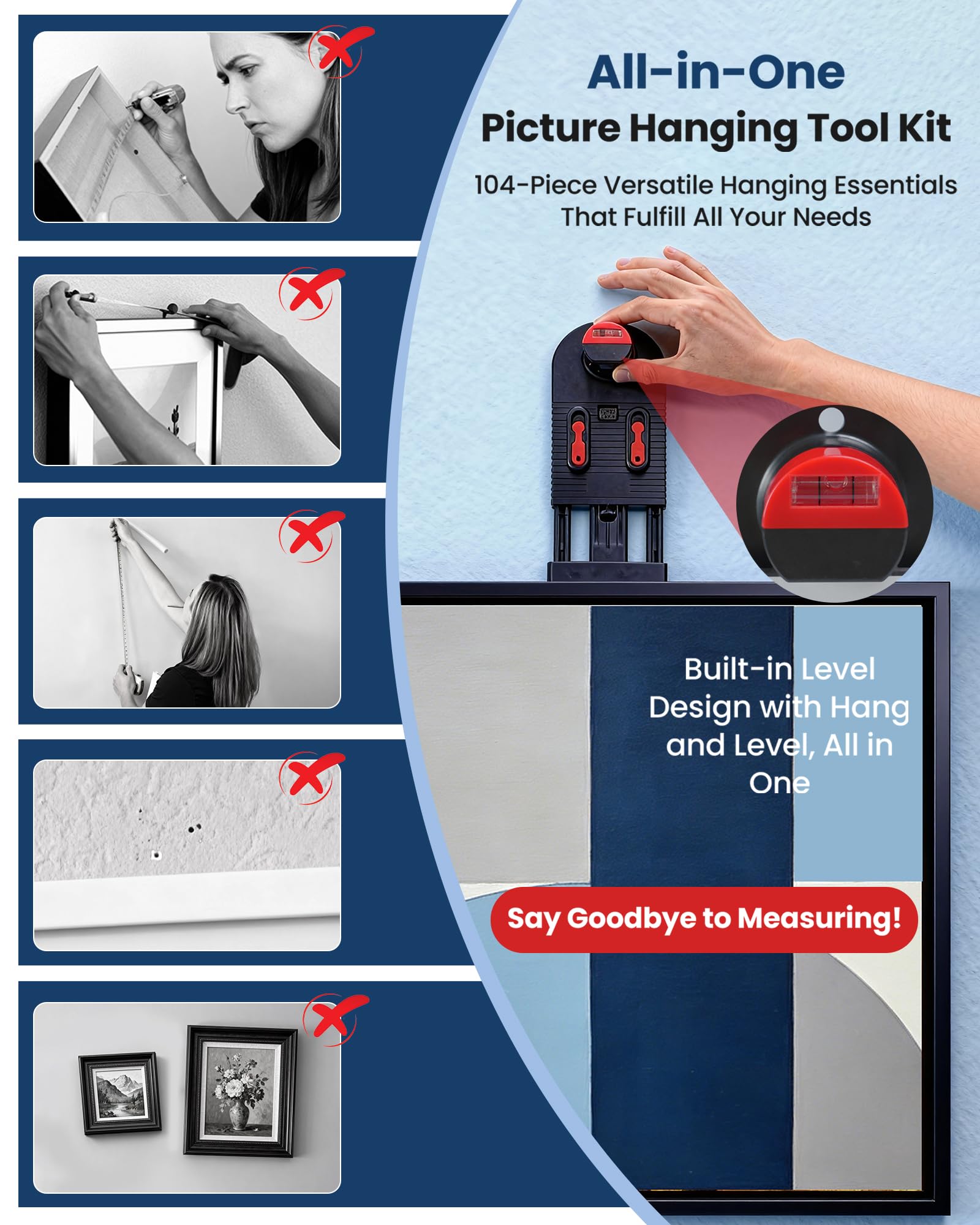 Ghgiyrf picture hangers and hardware array enable versatile frame mounting.