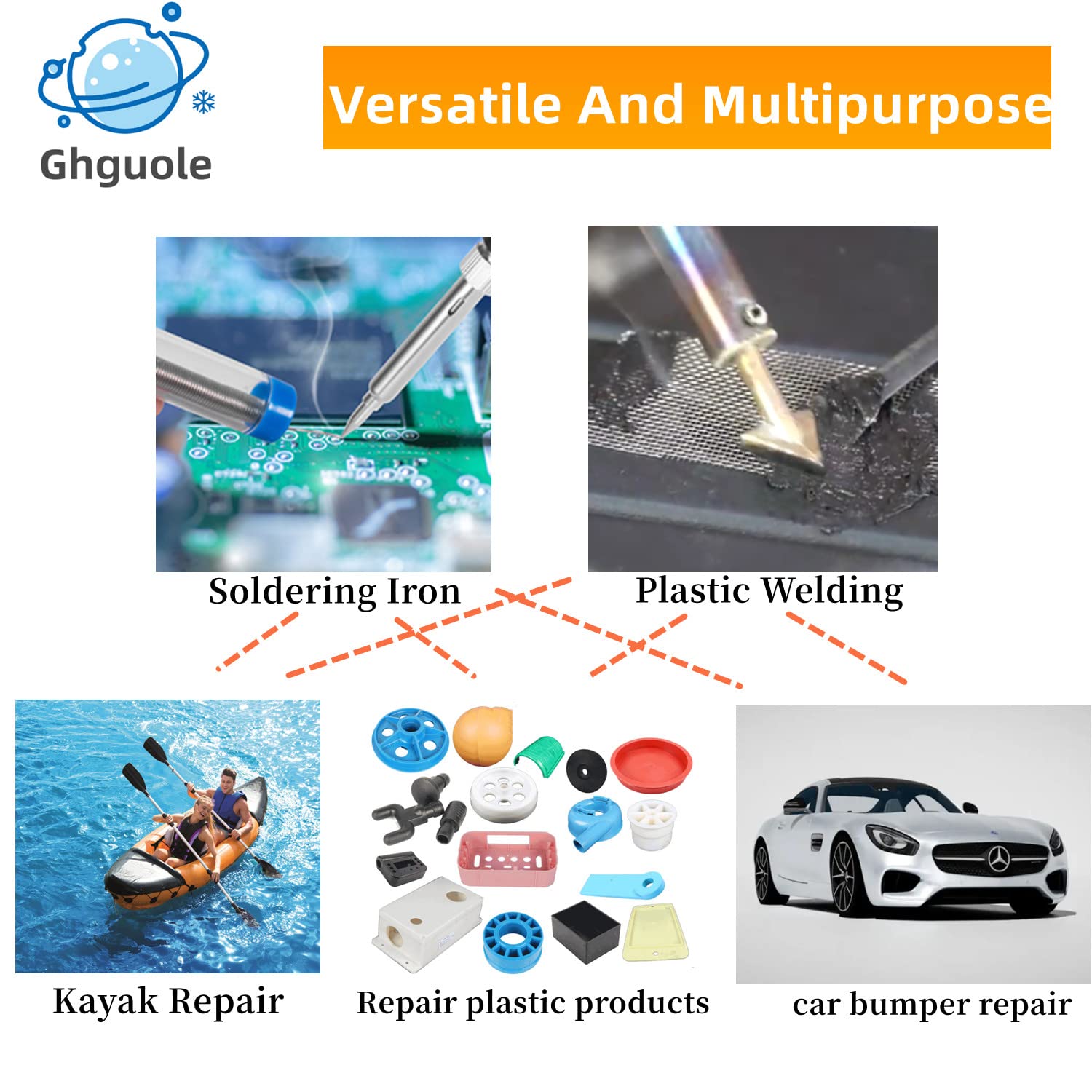 Ghguole in-use repair on bumper, dashboard and kayak surfaces.