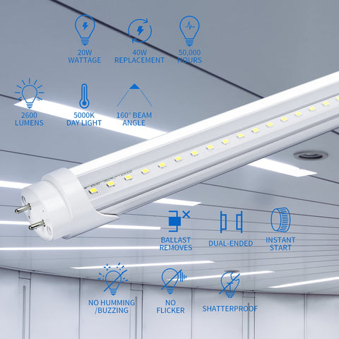 Ghiuop aluminum-body T8 bulbs dissipate heat for longer life.