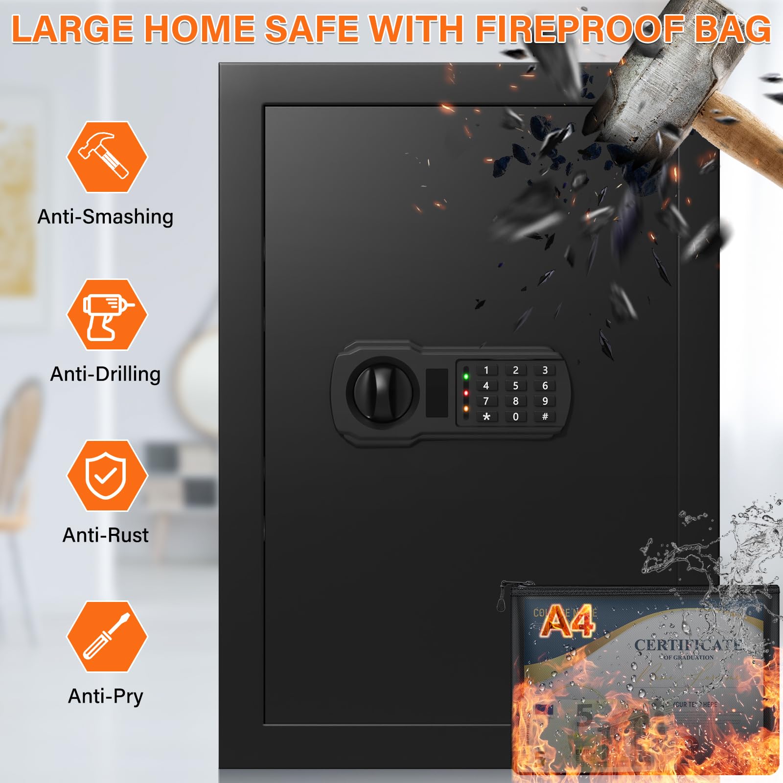 GHJGAGE digital keypad close-up demonstrates convenient programmable access.