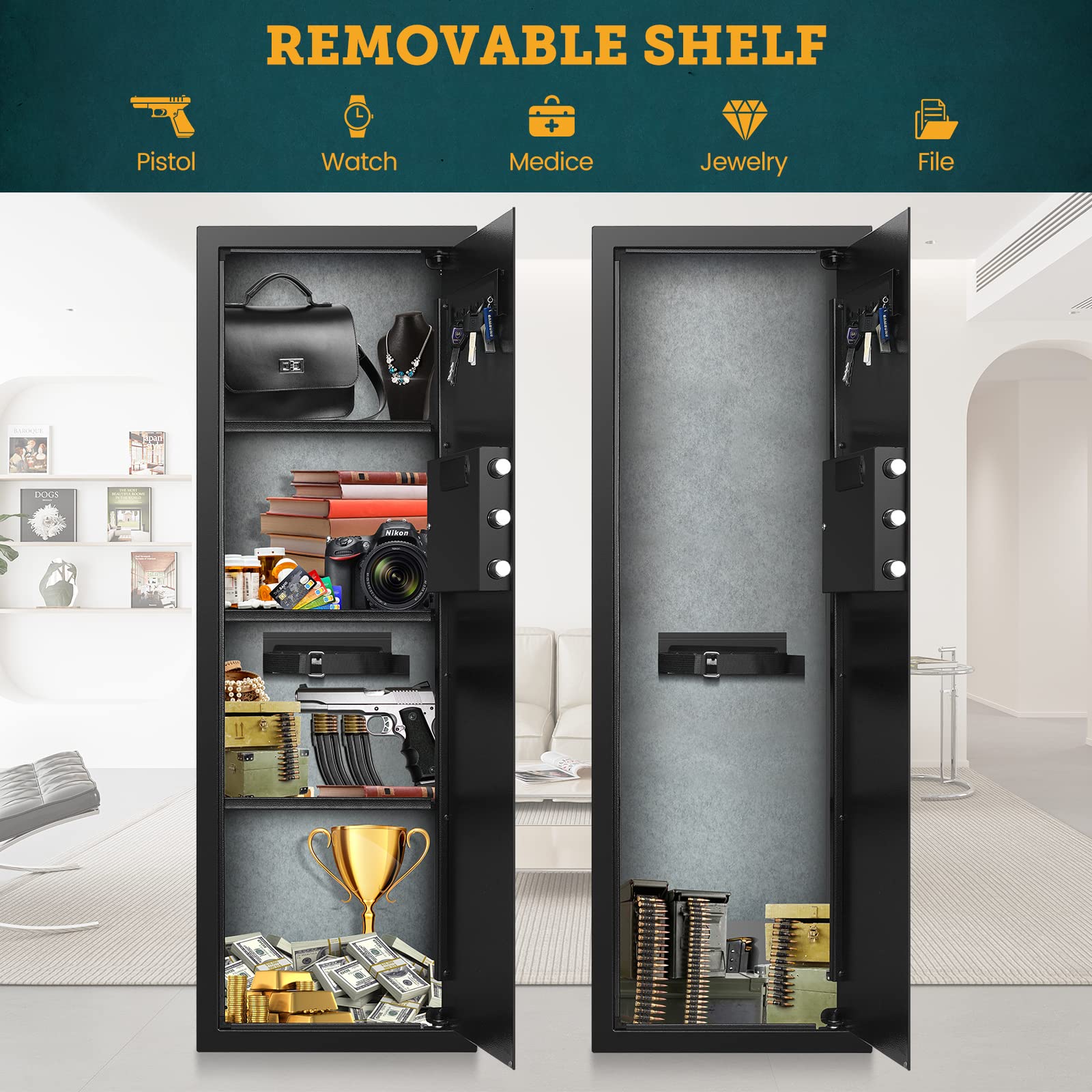 GHJGAGE heavy-duty carbon-steel door provides robust protection against tampering.