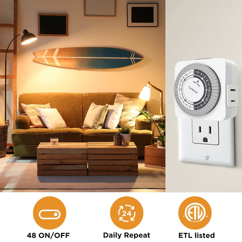 G-Homa timer powers Christmas lights for convenient seasonal ambiance.