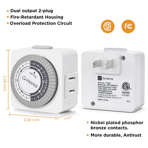 G-Homa indoor timer powering lamps and electronics for energy-saving automation.