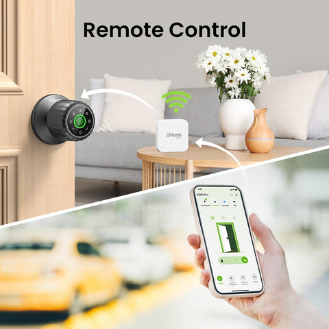 GHome G2 in use with a smart lock for remote access and control.