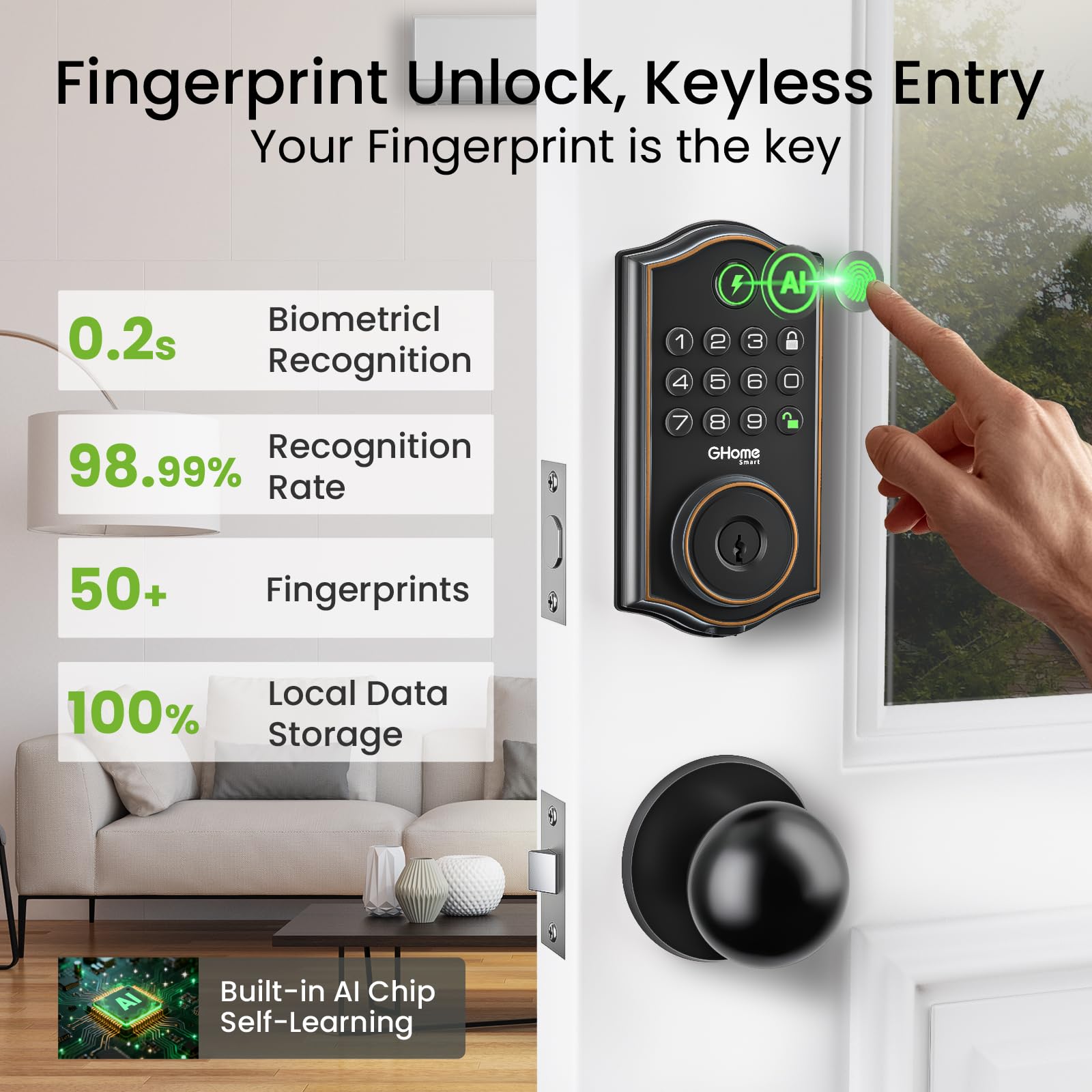 GHome Smart app control panel enabling remote access to the lock.