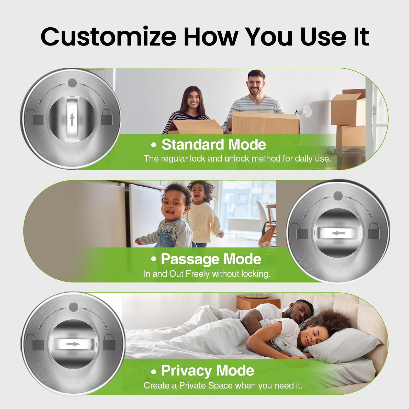 GHome Smart door lock installed in a home office setup with warranty support.