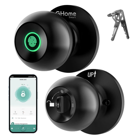 GHome Smart fingerprint door lock front view for secure keyless entry