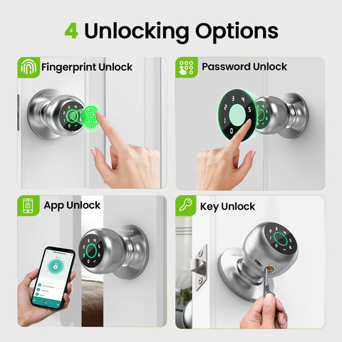GHome Smart door lock keypad entry close-up showing versatile access options.