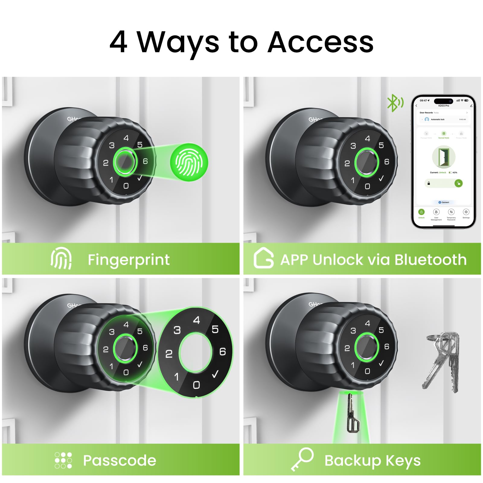 GHome Smart fingerprint door lock keypad use demonstrates convenient code entry for guests