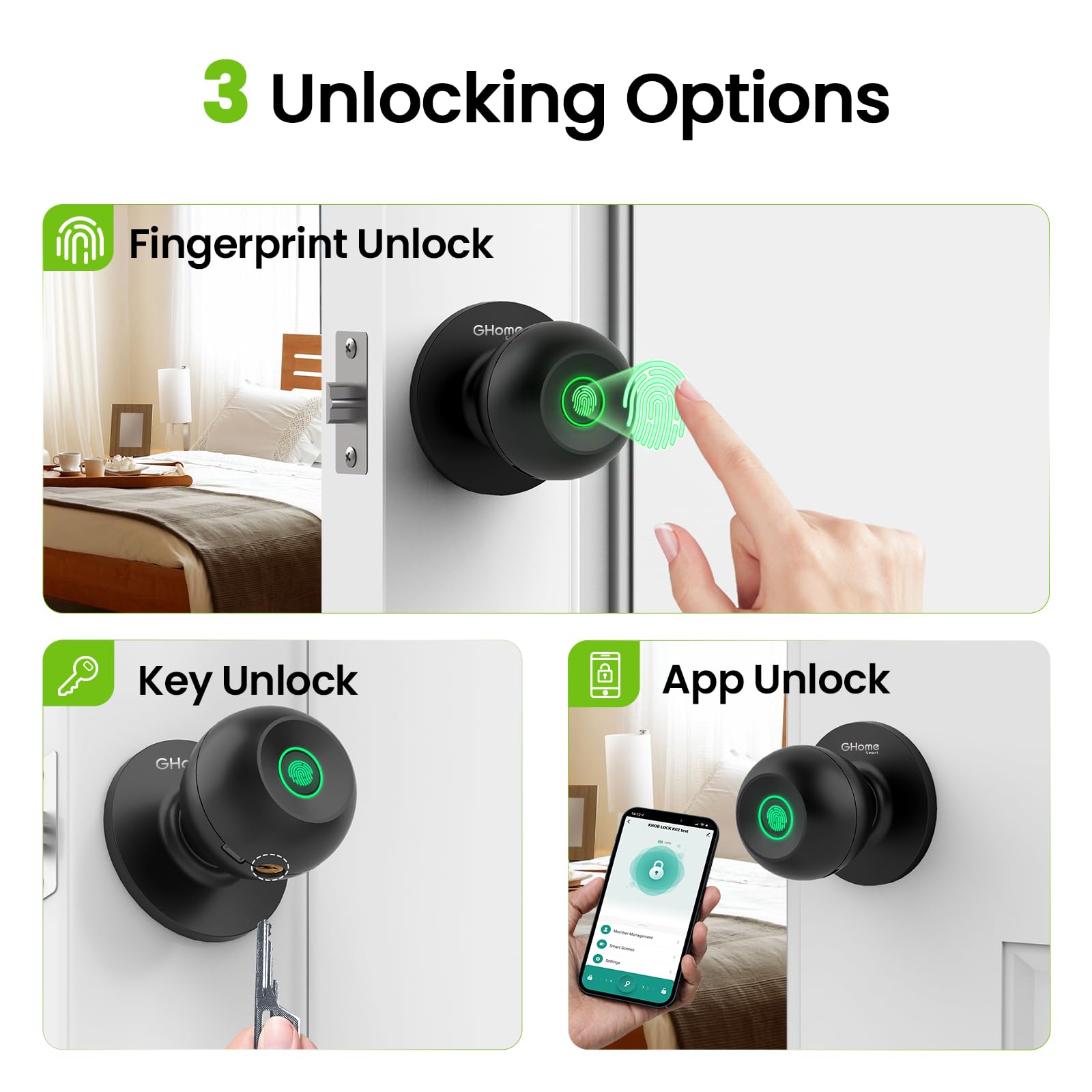 GHome Smart fingerprint door lock side view showing slim profile