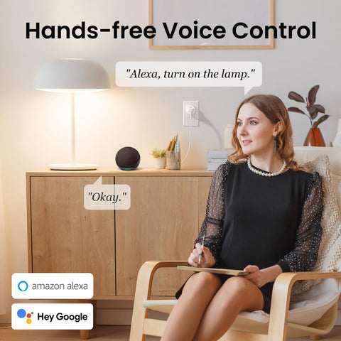 GHome Smart Plug Mini side view highlights slim profile for tight spaces.
