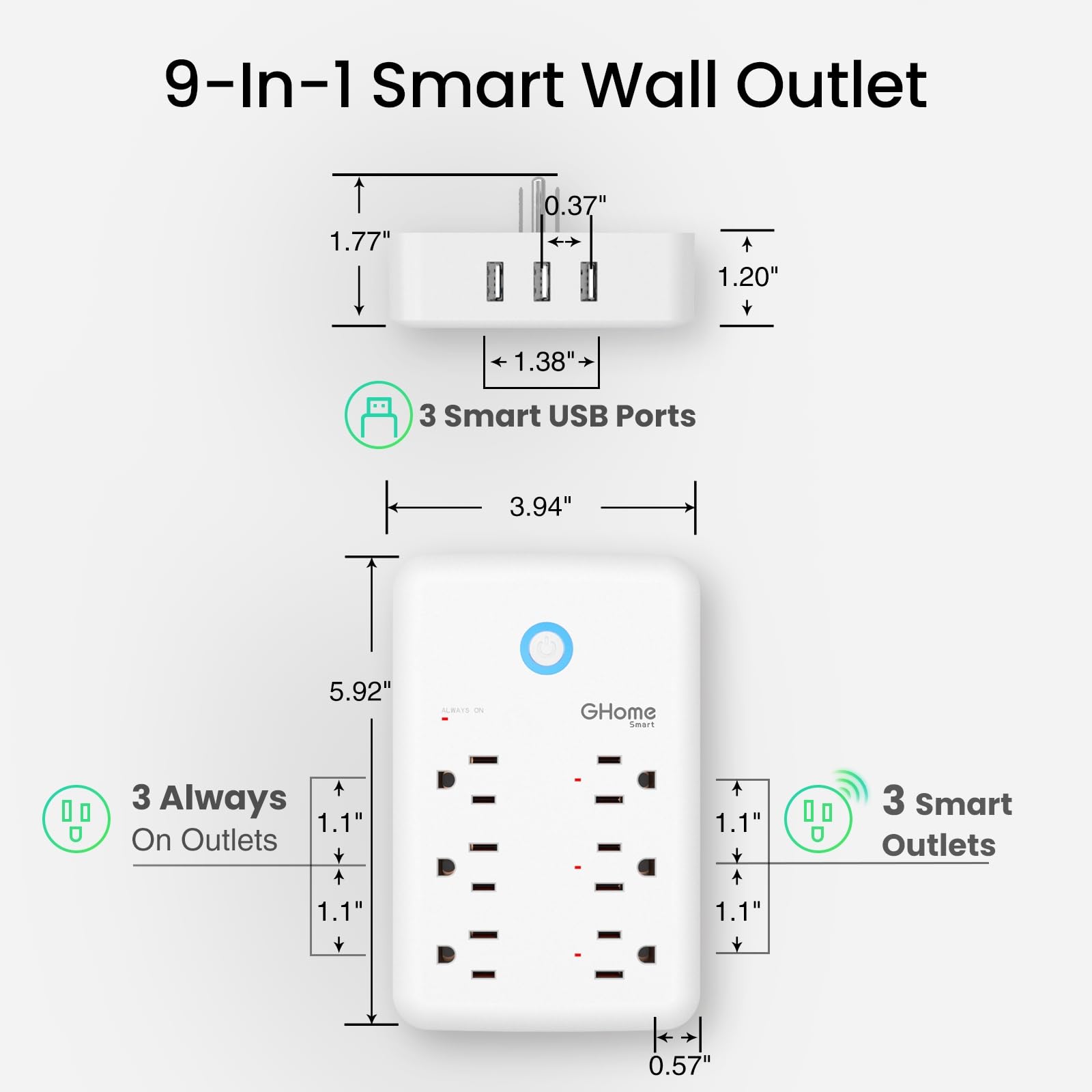 GHome Smart Plug Outlet Extender surge protection and safety features in action.