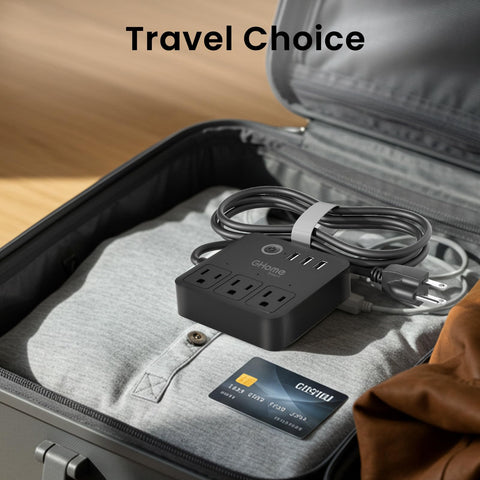 GHome Smart Plug Power Strip travel-ready setup fits hotel rooms and on-the-go work.