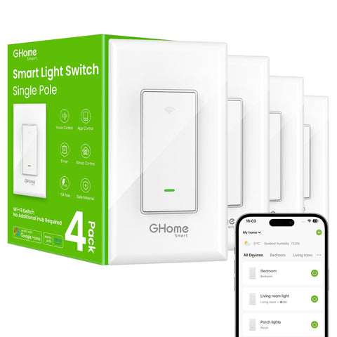 GHome Smart Switch wall installation enables easy lighting control.