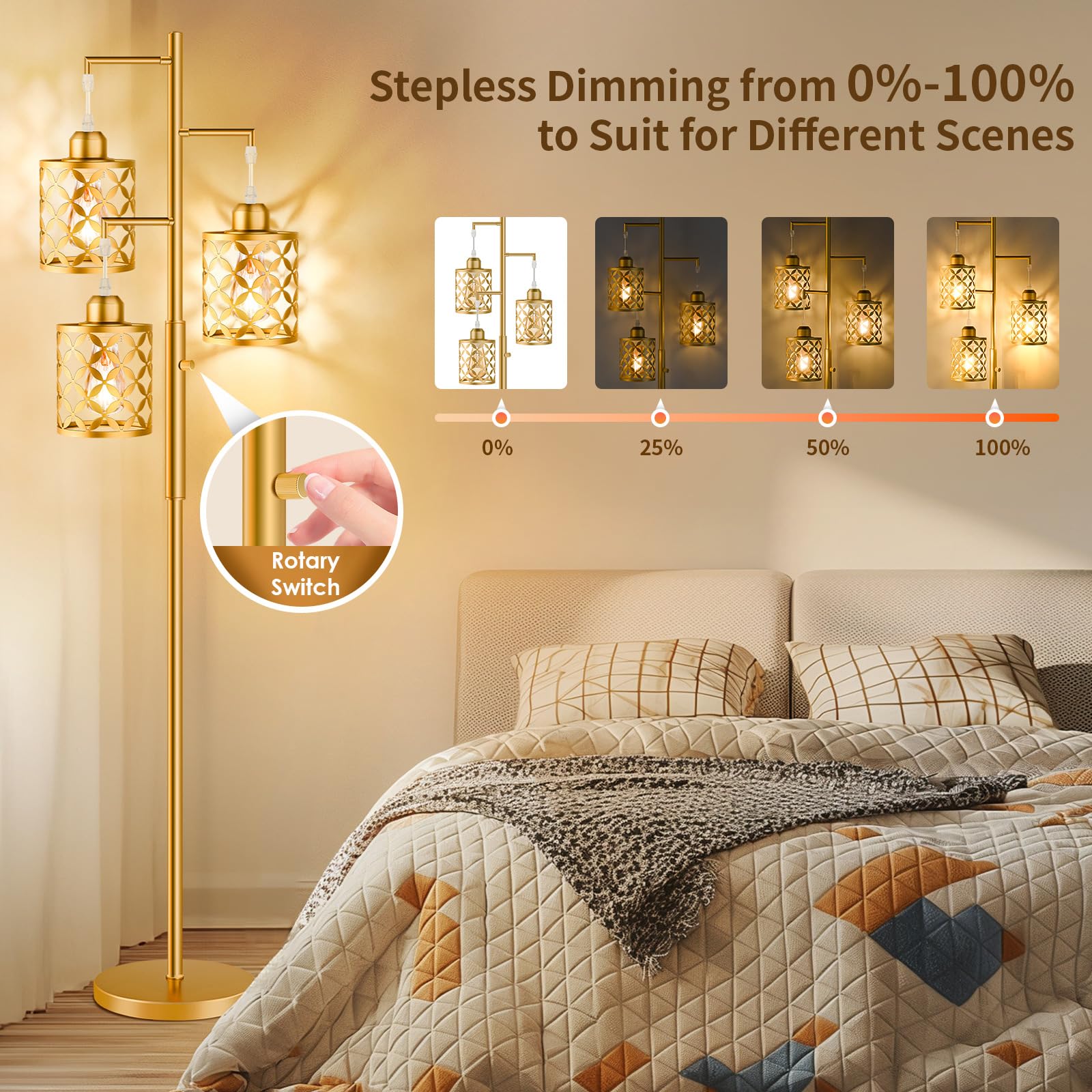 GHOOCEMLUX tall tree floor lamp for living room creates warm ambience.