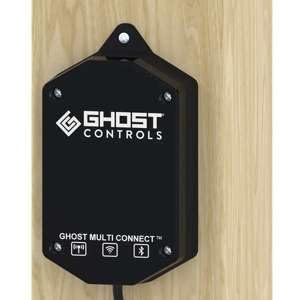 Ghost Controls AXMC-R solar-ready kit demonstrates solar charging for remote gate operation.