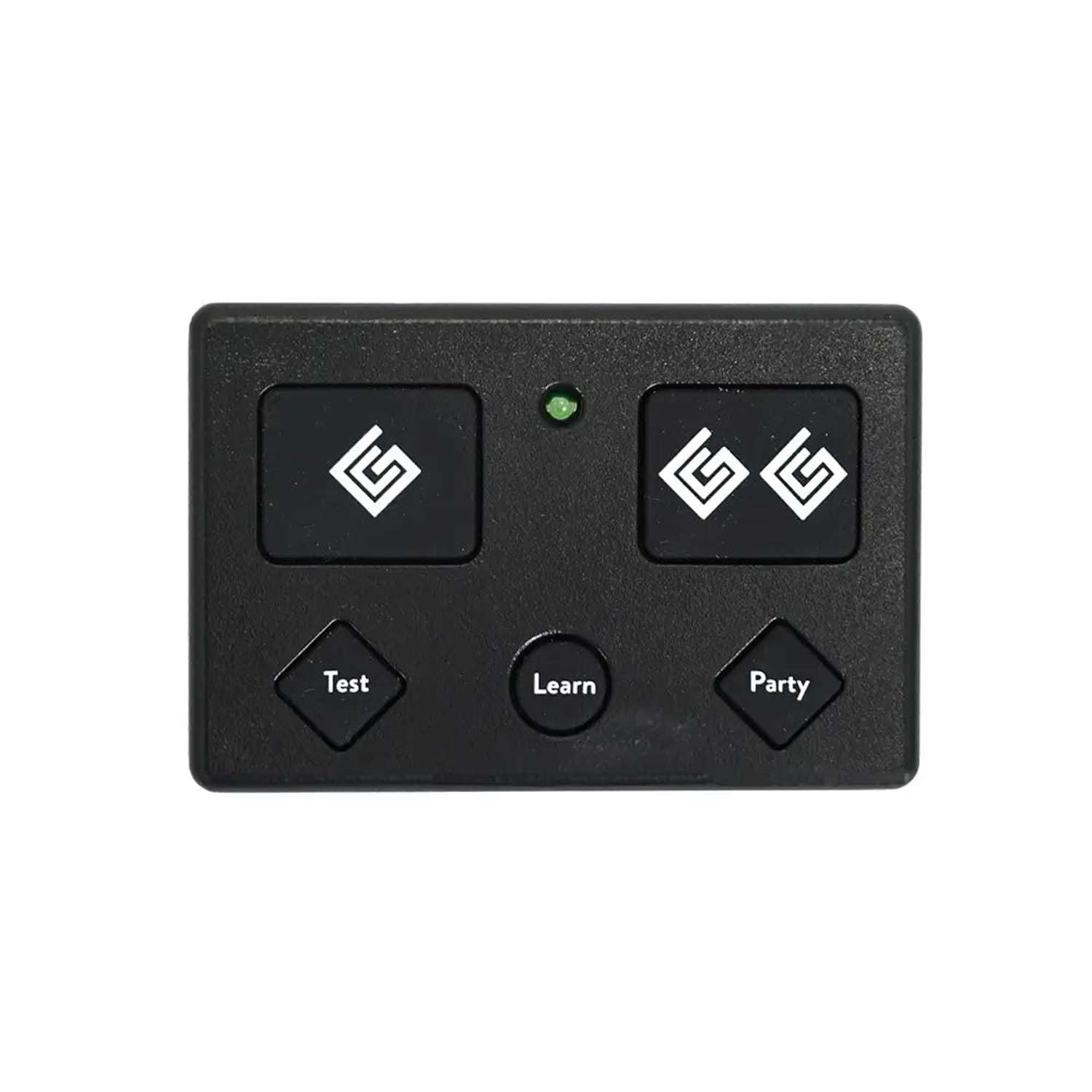 Ghost Controls AXP1 remote transmitter showing compact design for easy gate mounting.