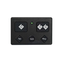 Ghost Controls AXP1 remote transmitter showing compact design for easy gate mounting.