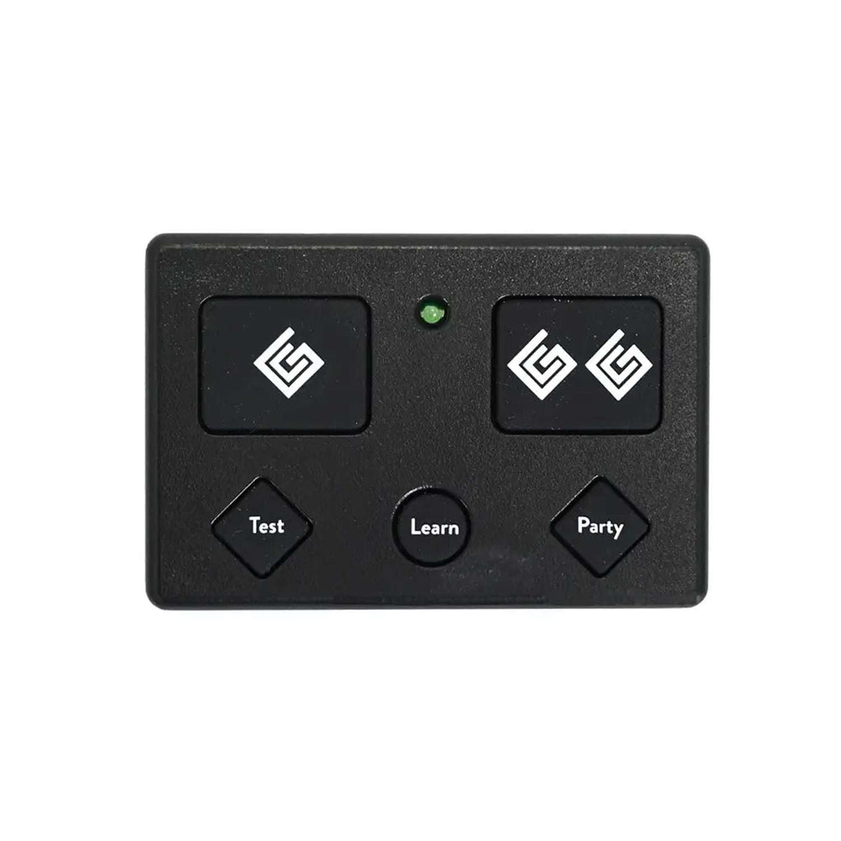 Ghost Controls AXP1 remote transmitter showing compact design for easy gate mounting.