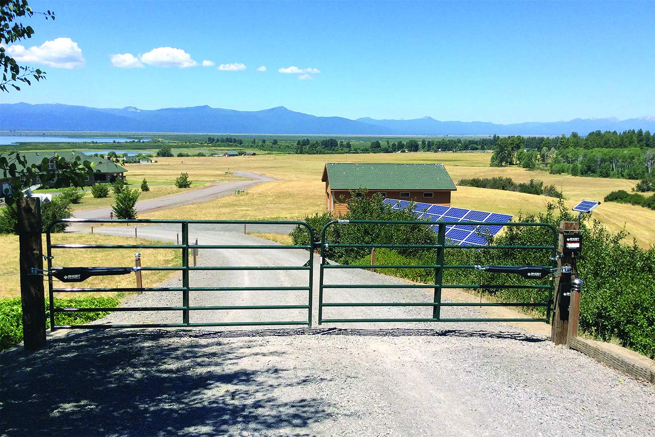 Ghost Controls TDS2XP solar panel setup for off-grid gate power.