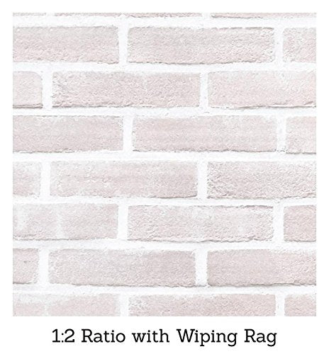 Applying Giani Brick Transformations whitewash with a brush to brick fireplace for a softer look.