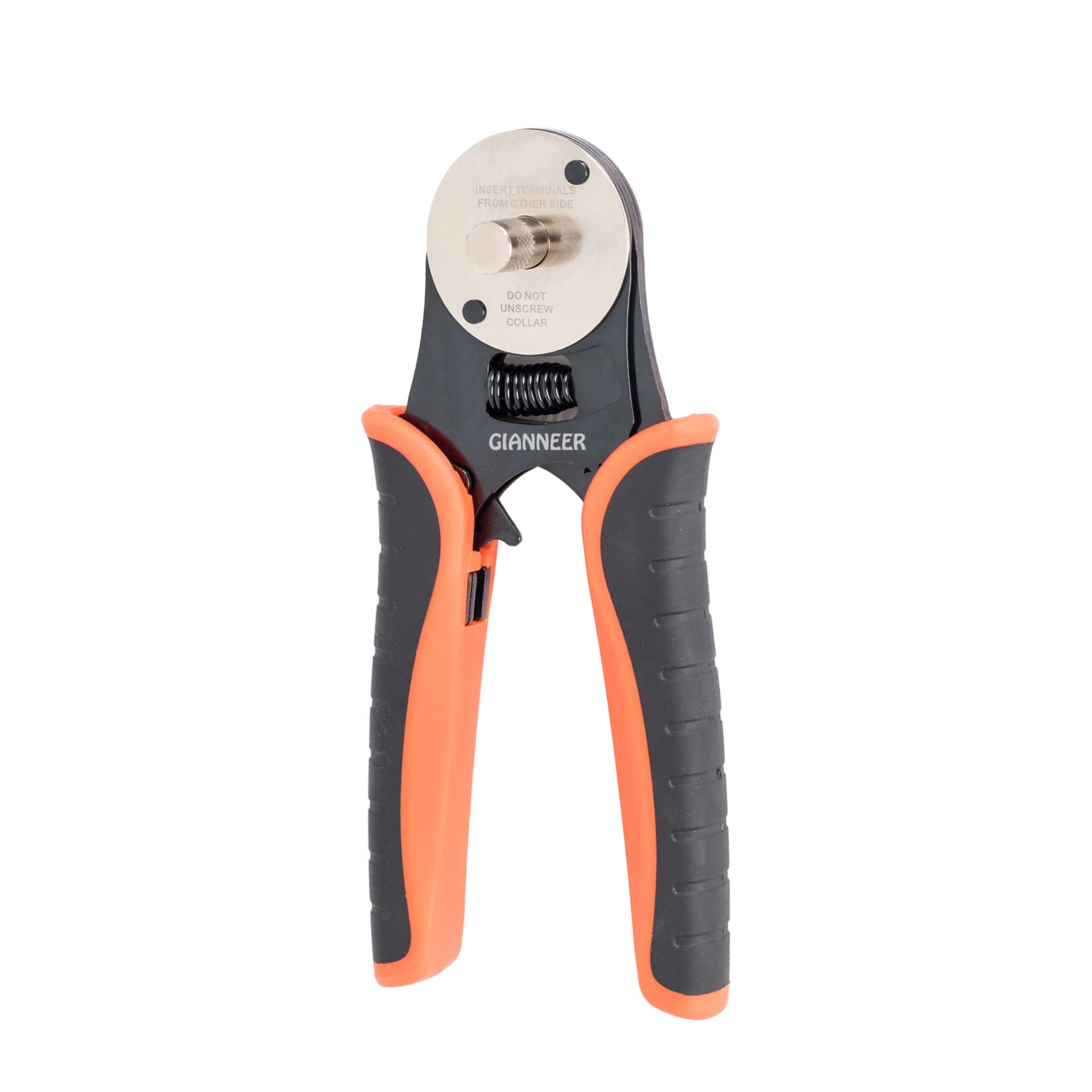 GIANNEER Deutsch crimp tool close-up showing precision grip for reliable crimping.