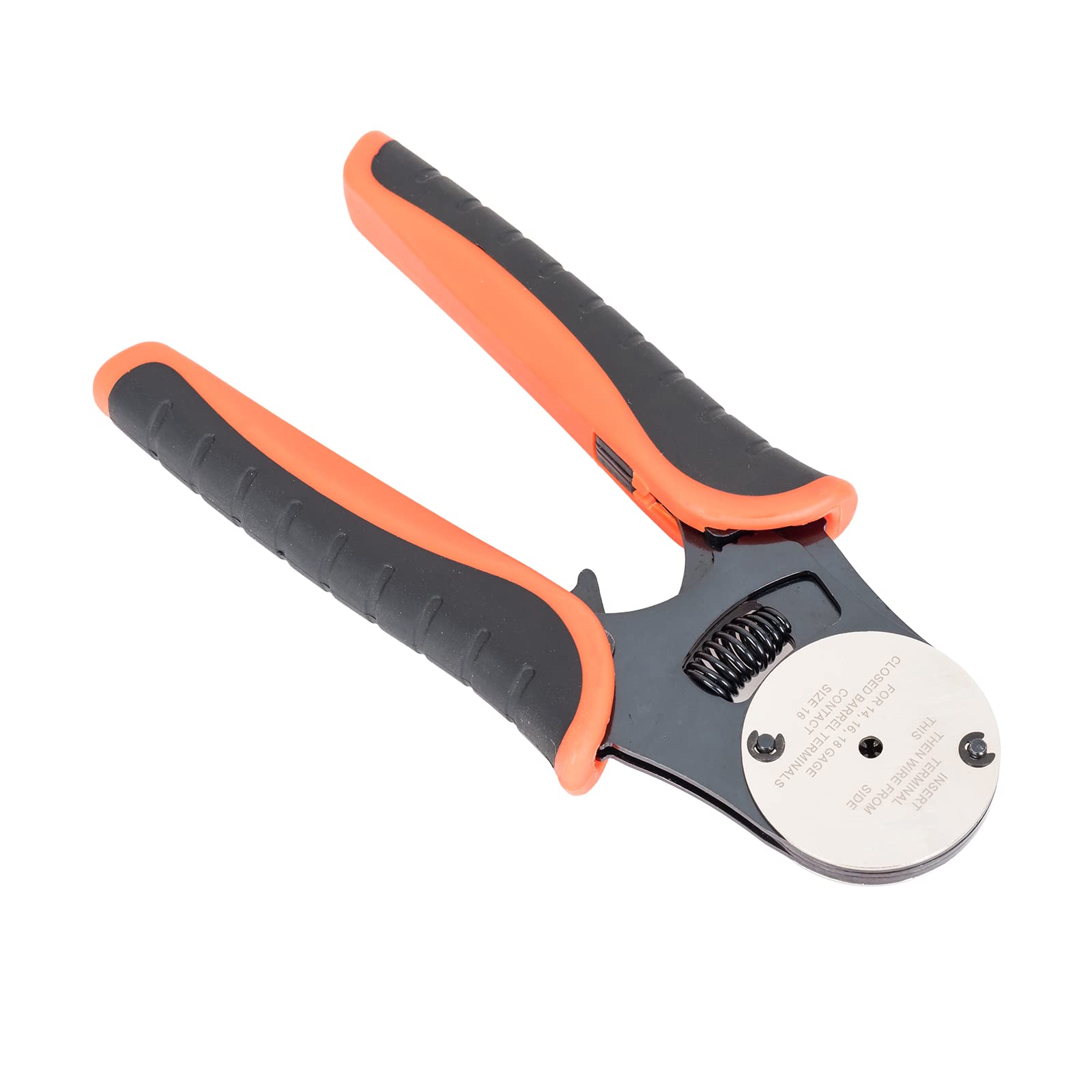 GIANNEER Deutsch crimp tool aligns terminal for precise terminations.