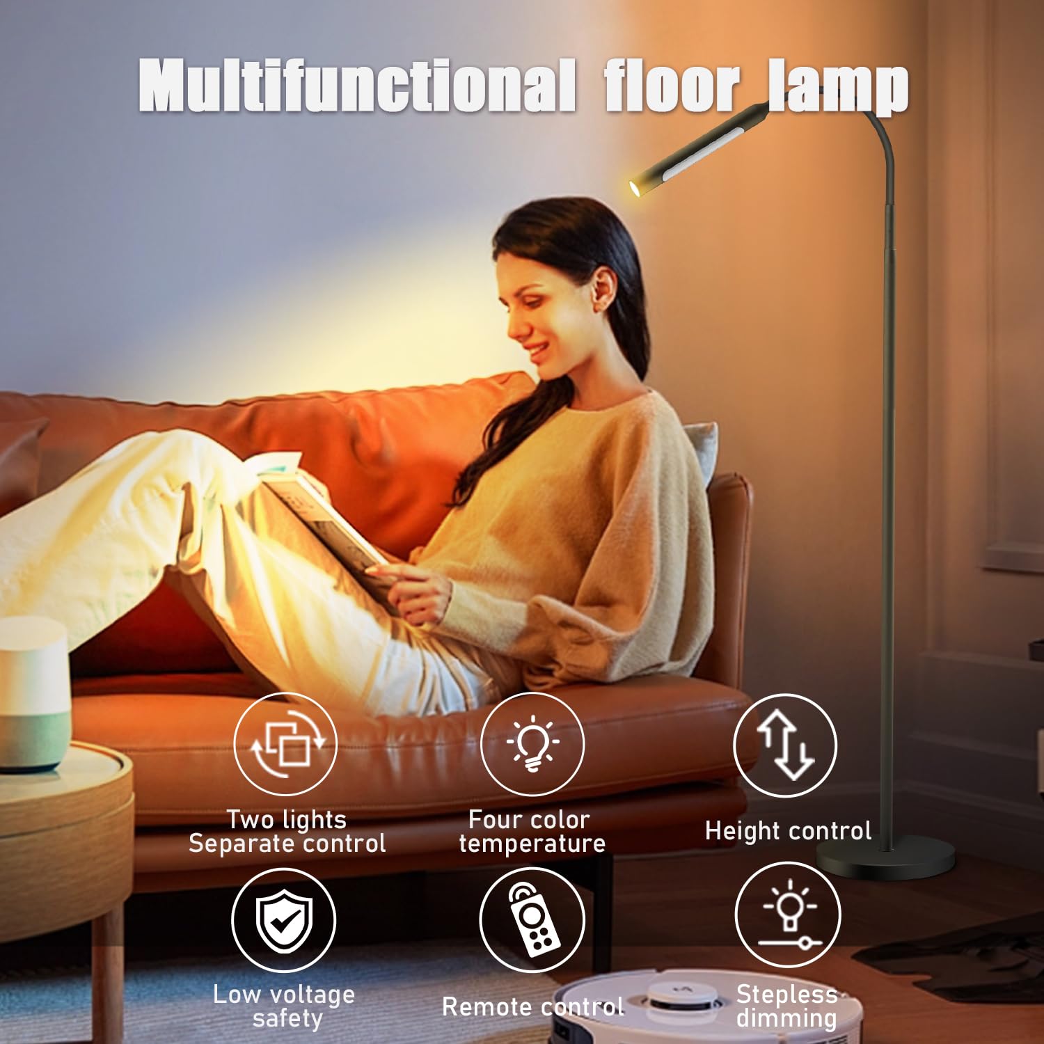 GIANTLUMI floor lamp gooseneck offers flexible, precise light direction