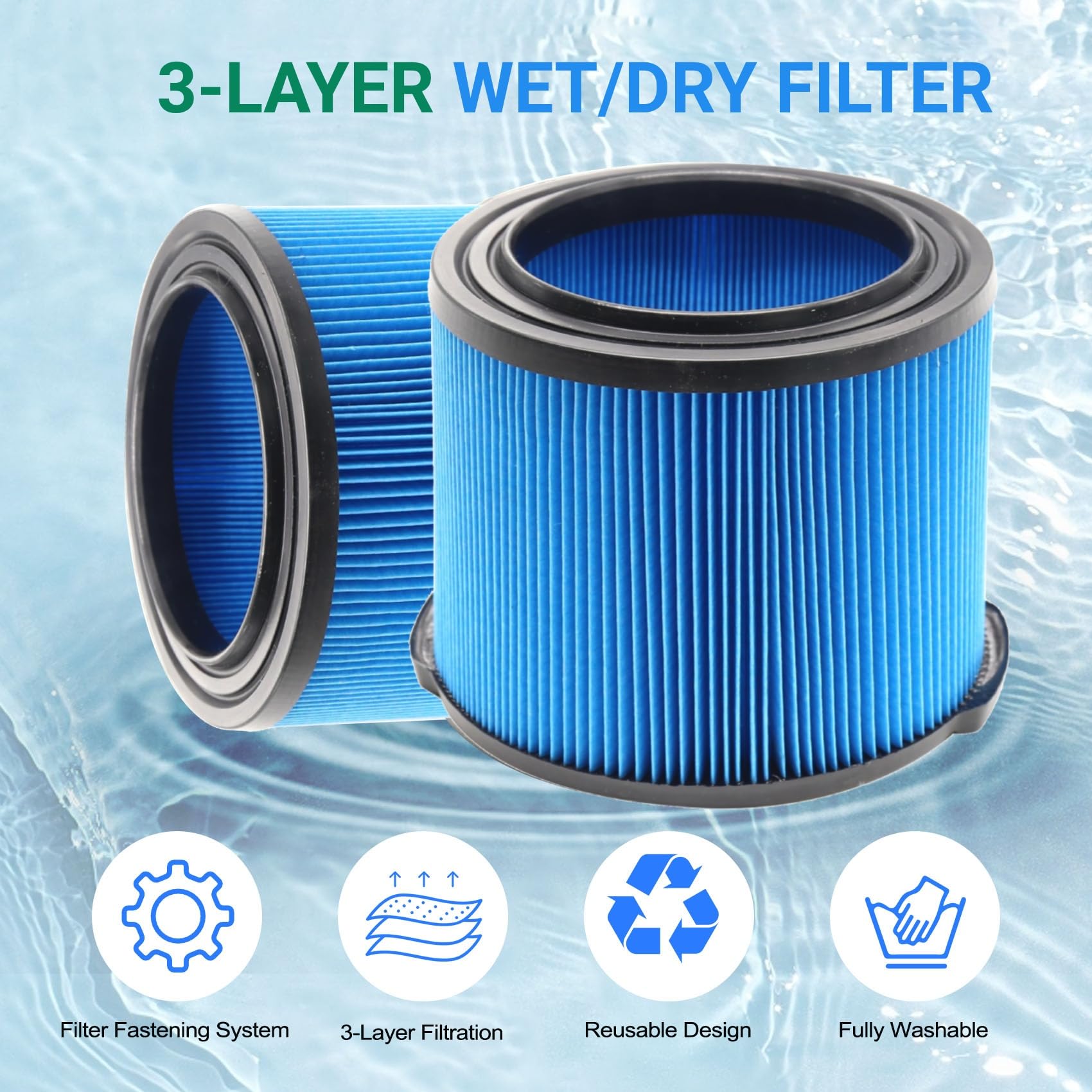 GIBTOOL VF3500 pleated-design view; maximizes dust capture in workshops.