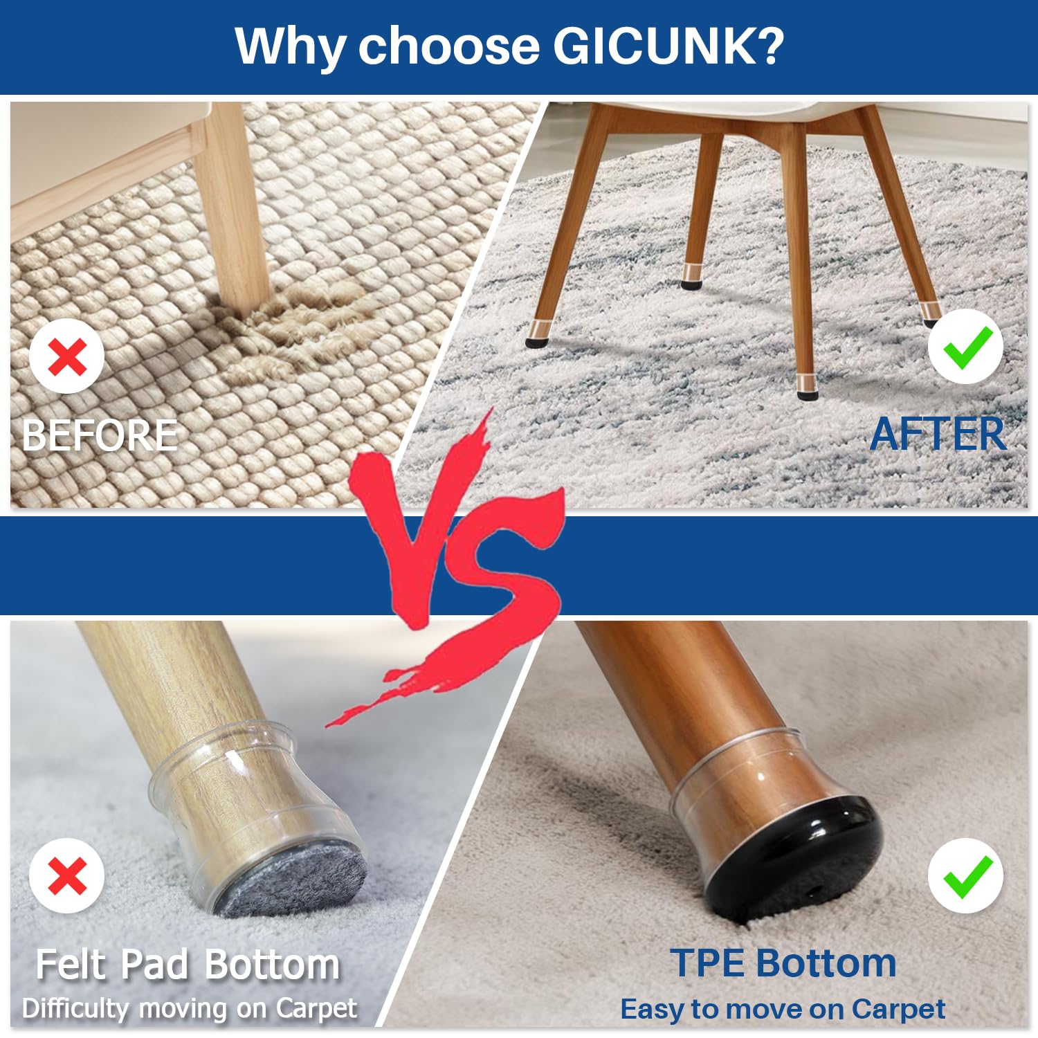 GICUNK floor protection slider reduces scuffs on hard surfaces