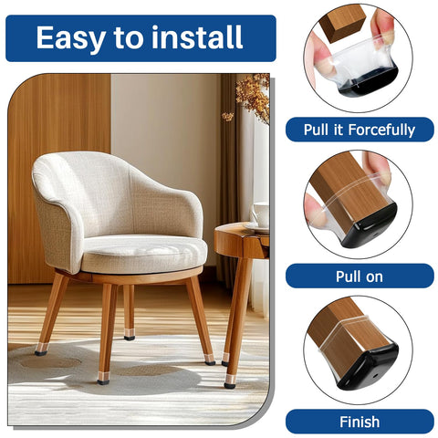 GICUNK multi-size protectors fit various furniture legs securely.