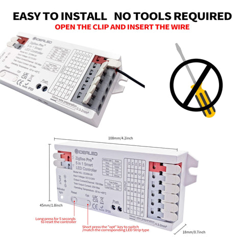 GIDEALED RGBWW, RGBW, RGB, CCT compatibility with 12V/24V strips.