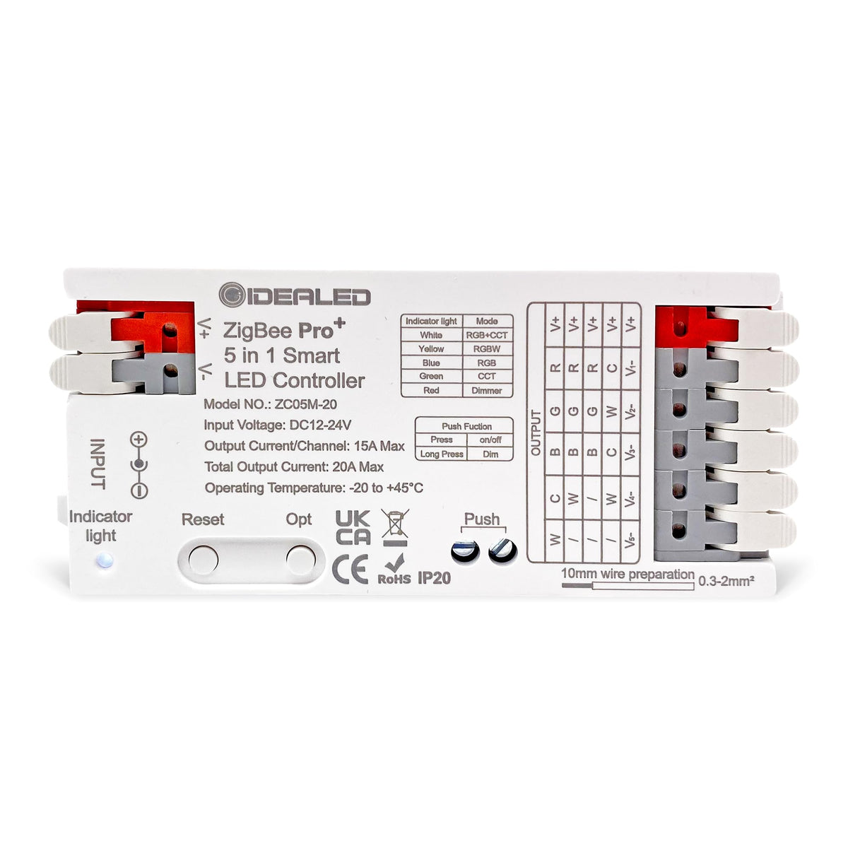 GIDEALED smart ZigBee 3.0 LED controller front view for hub-based lighting control.