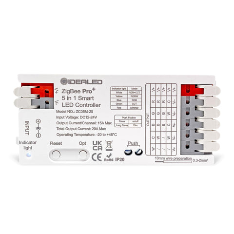 GIDEALED smart ZigBee 3.0 LED controller front view for hub-based lighting control.