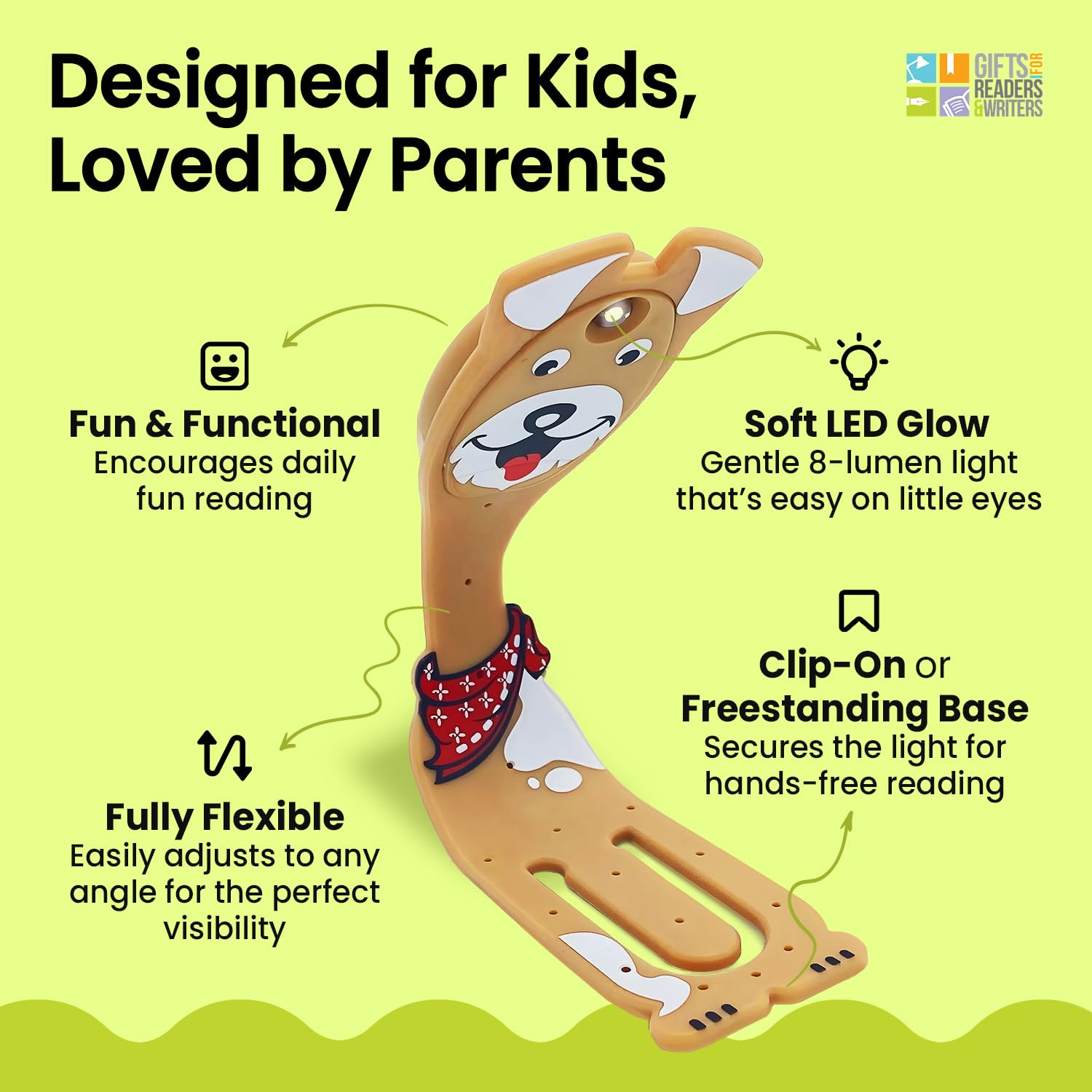 Gifts for Readers & Writers bendable reading light adapts to any bedside angle.