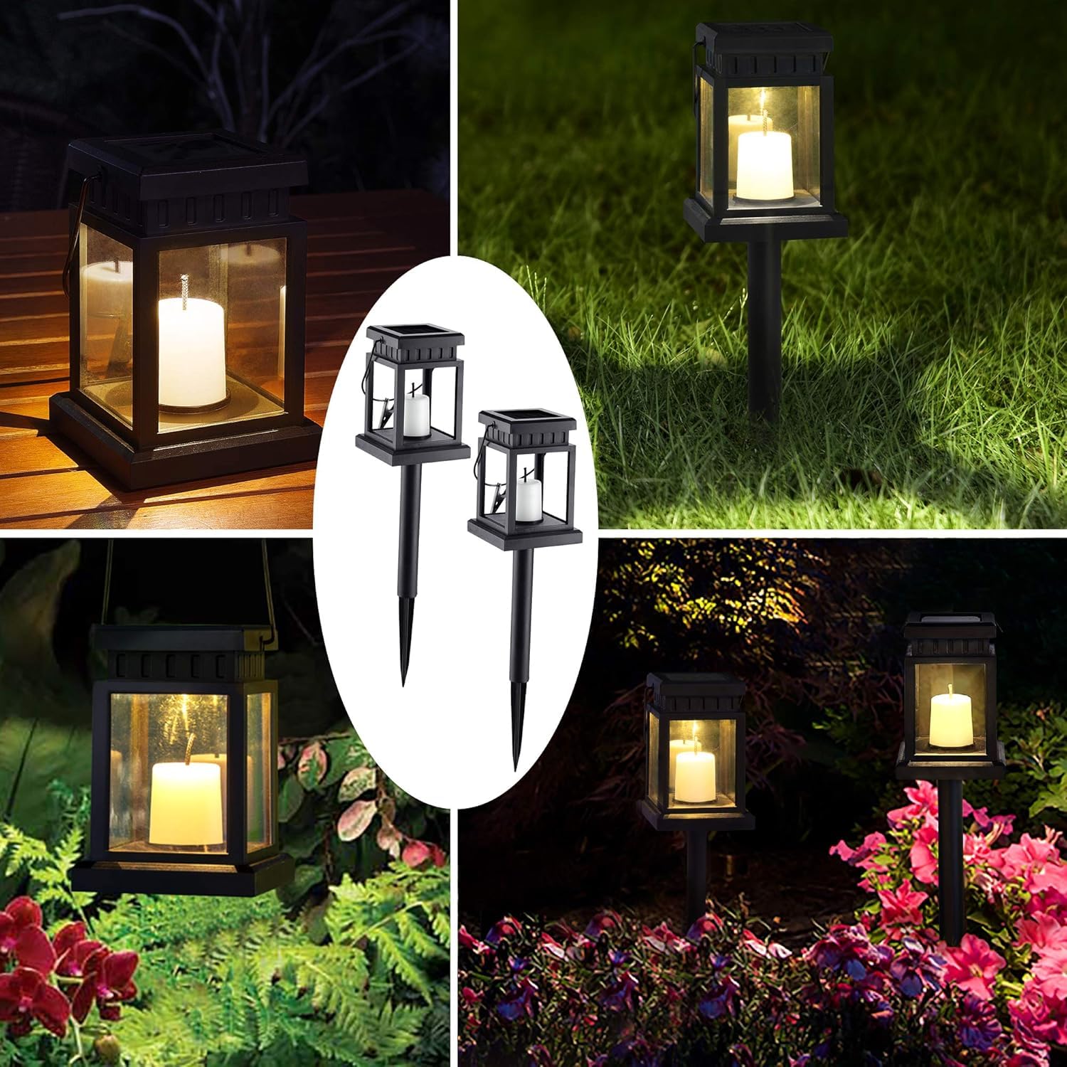 GIGALUMI lantern with stake ready for soil installation in garden lighting