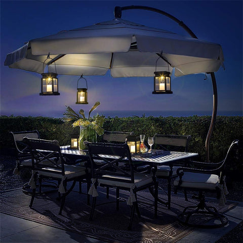 GIGALUMI lantern hung on umbrella provides party-ready lighting