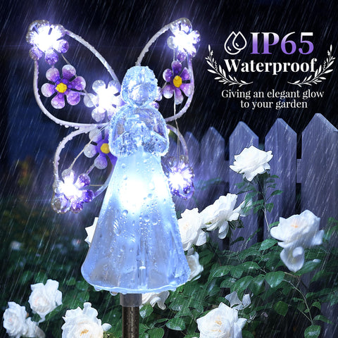 GIGALUMI weatherproof angel stake lights endure outdoor use year-round.
