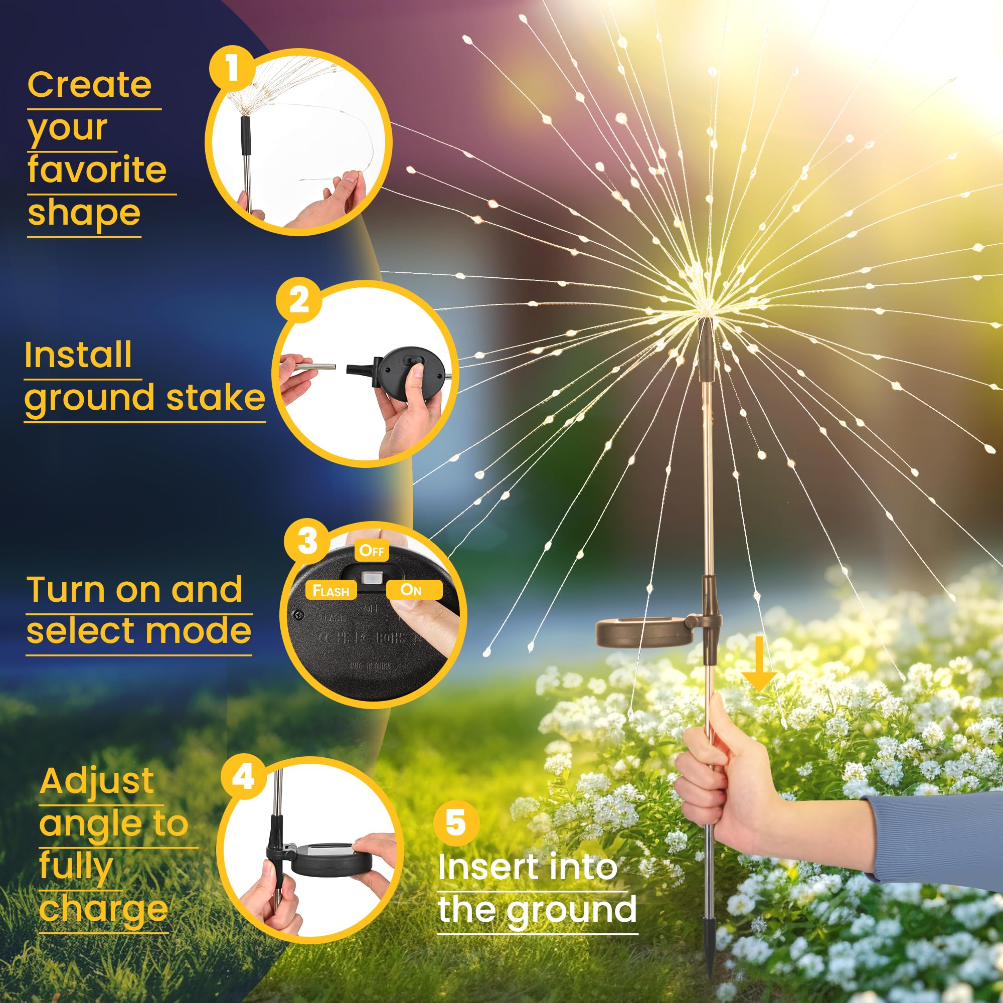 GIGALUMI Copper-wire DIY Lights Flower design for elegant garden decor