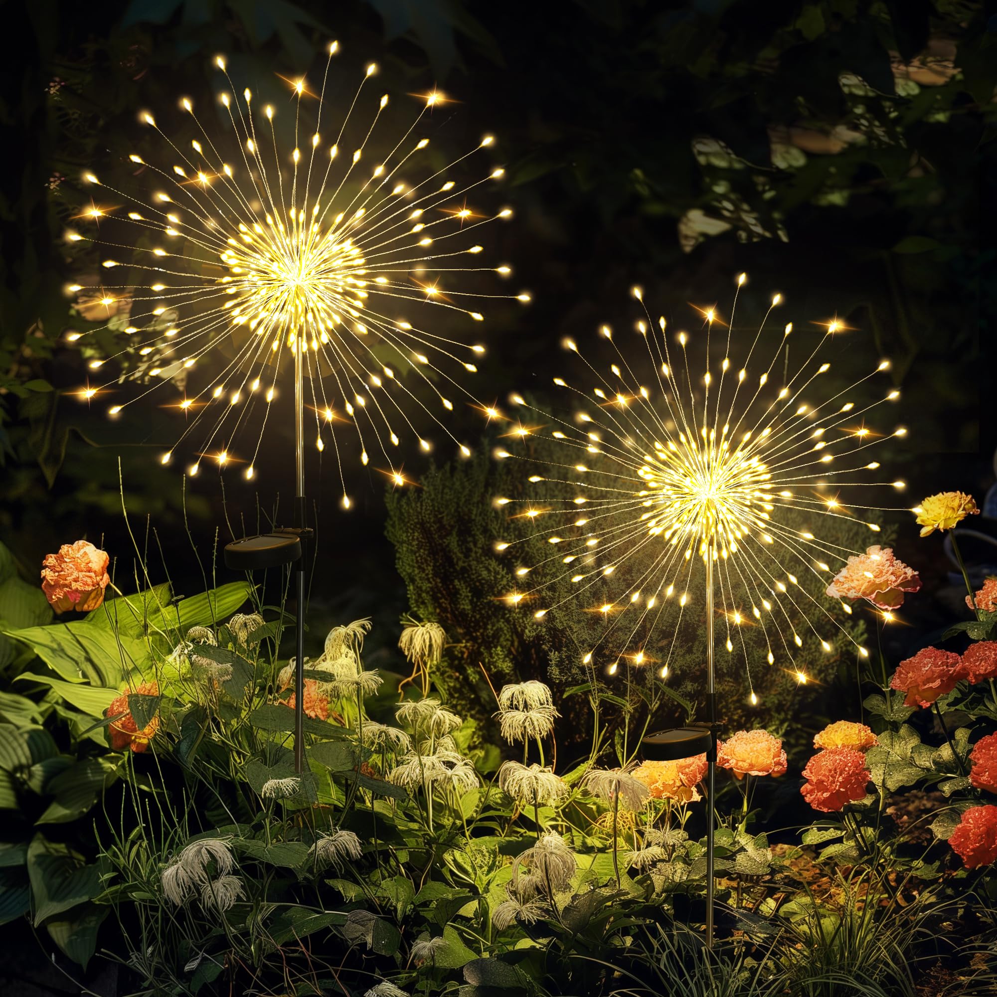 GIGALUMI Garden Decor Solar Lights 120LED 2-Pack lighting pathways with a warm glow