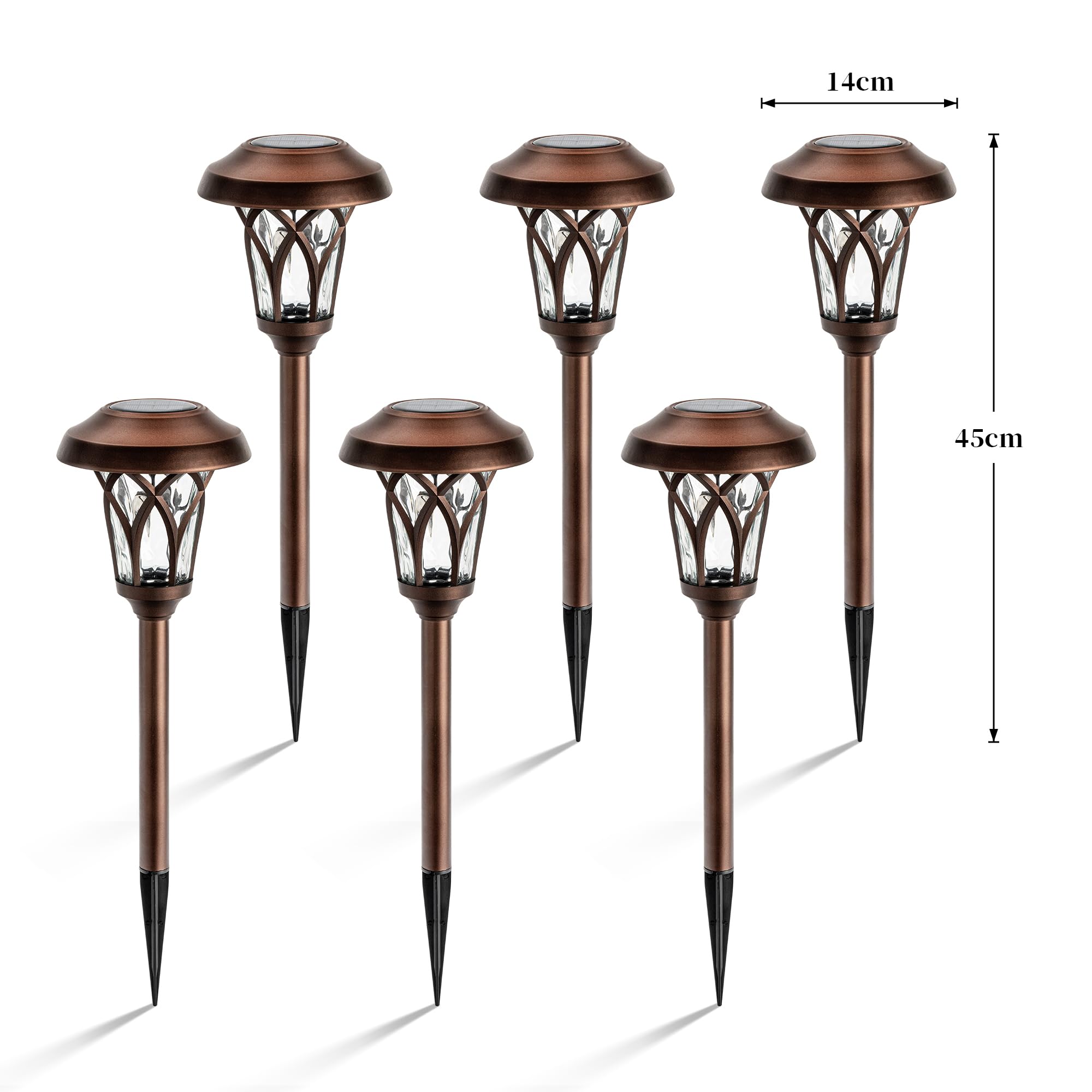 GIGALUMI outdoor light features glass lamp cup for elegant glow along walkways.