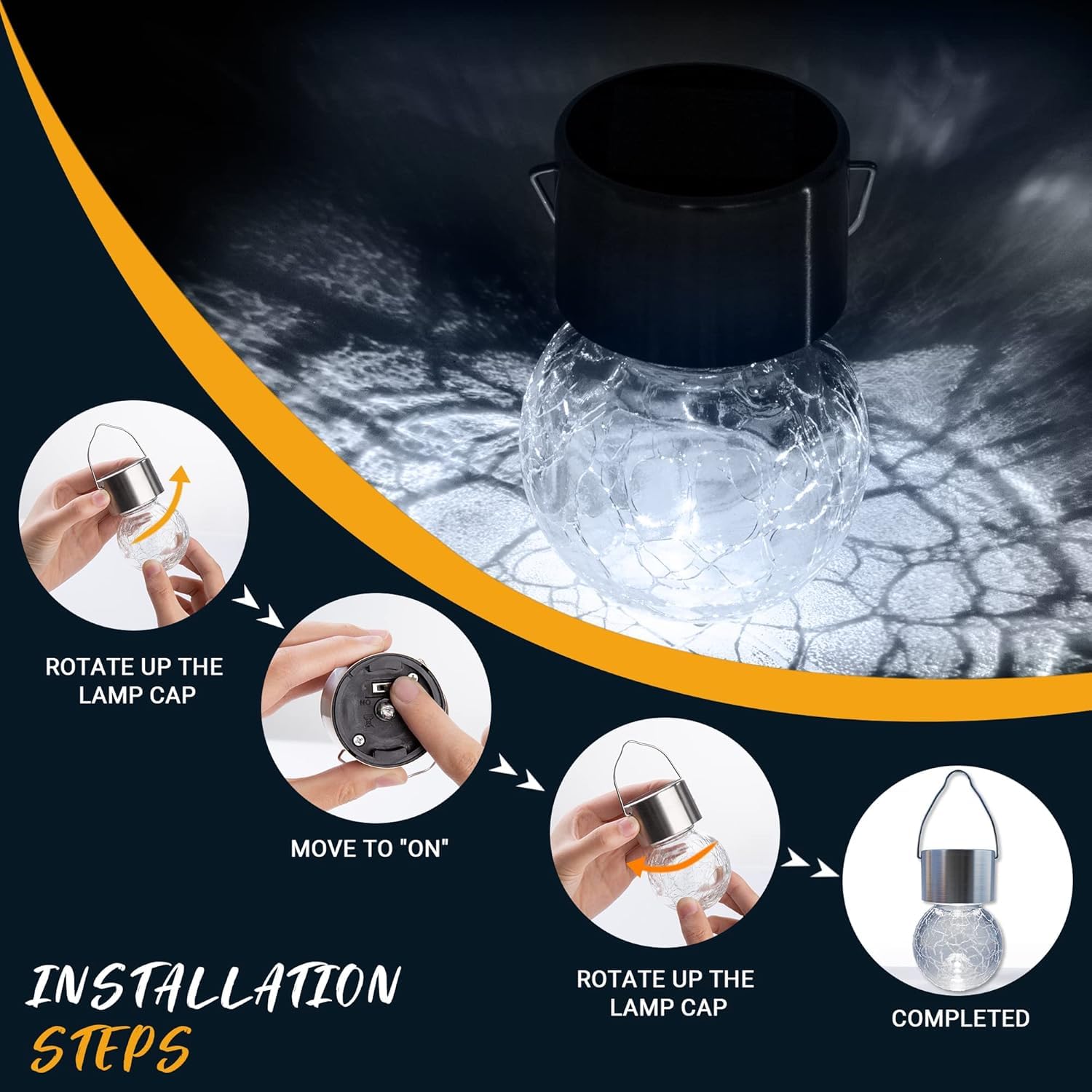 GIGALUMI hanging lantern with solar panel is simple to install.