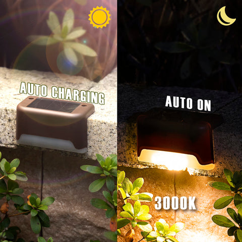 GIGALUMI solar deck light on edge, blends with deck for safety.
