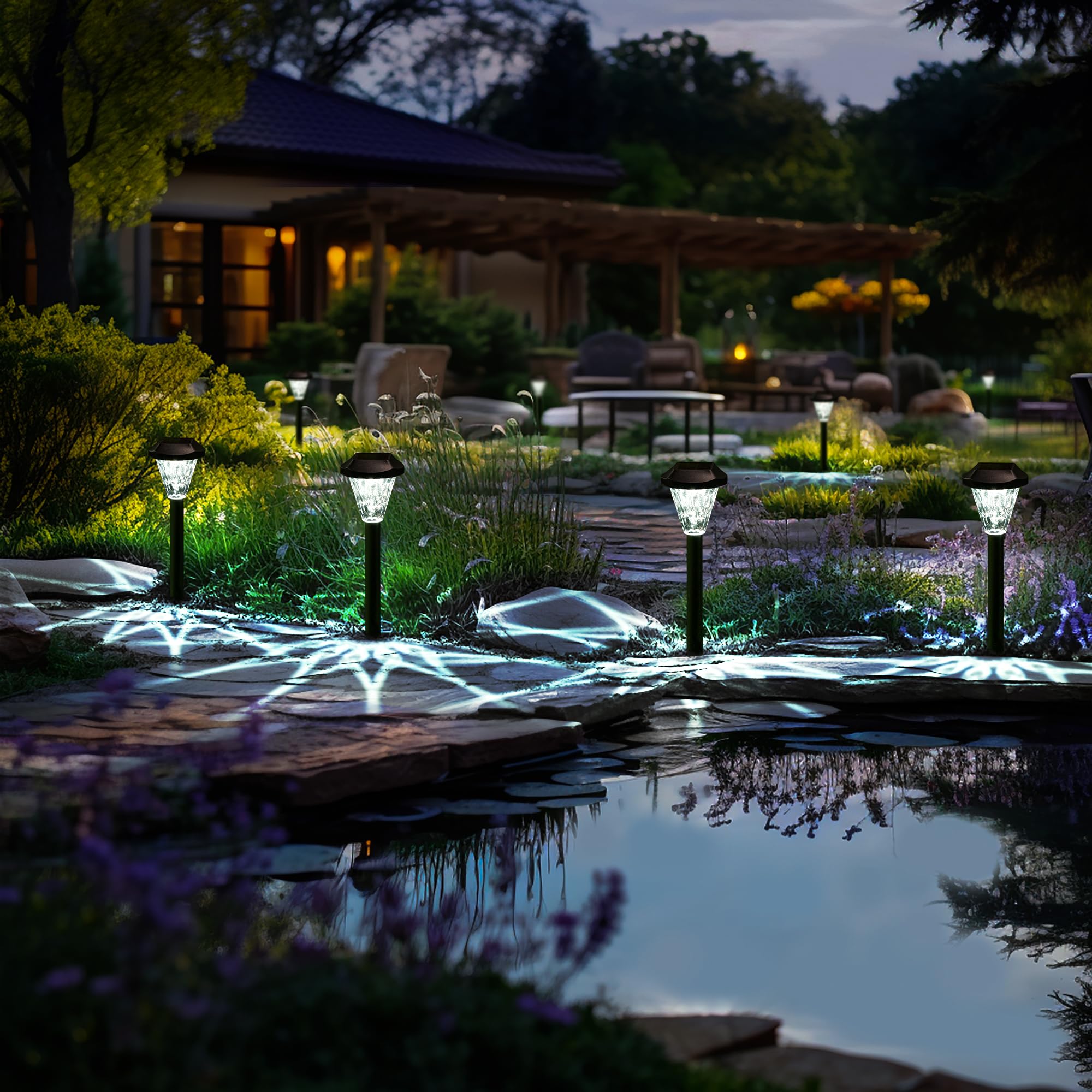 GIGALUMI solar lights in box highlight easy 8-pack setup